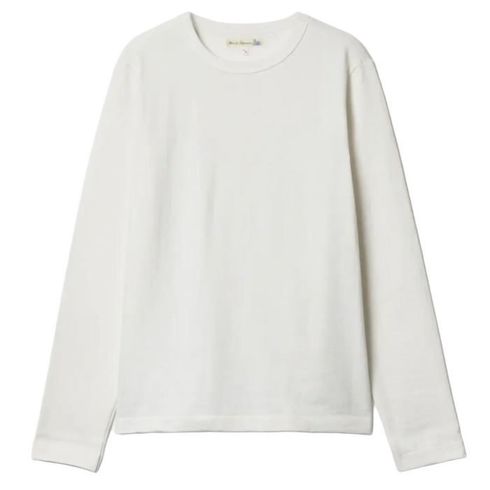 Heavyweight Longsleeve, Loopwheeled Relaxed Fit, White-T-shirts-Merz b. Schwanen-Motorious Copenhagen