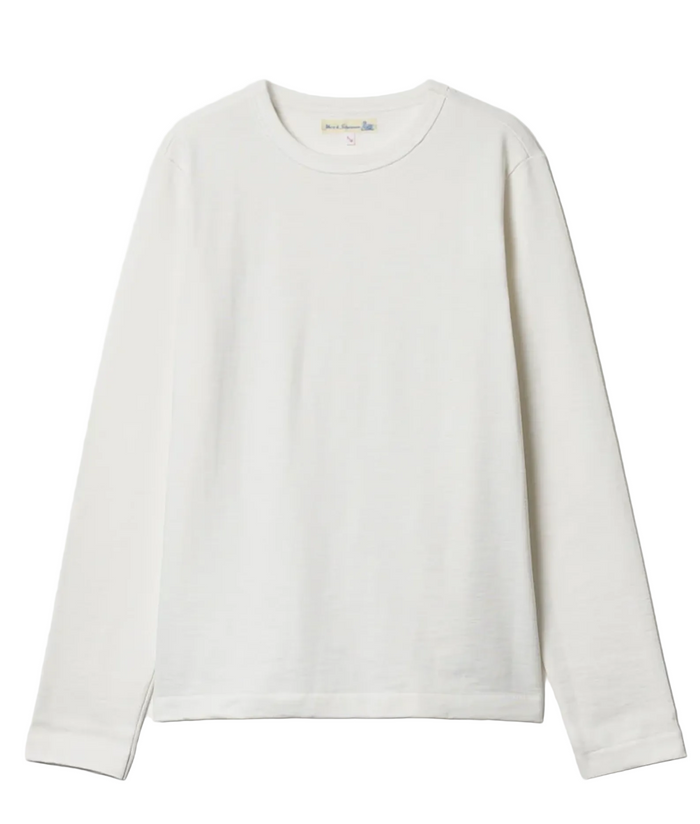 Heavyweight Longsleeve, Loopwheeled Relaxed Fit, White-T-shirts-Merz b. Schwanen-Motorious Copenhagen