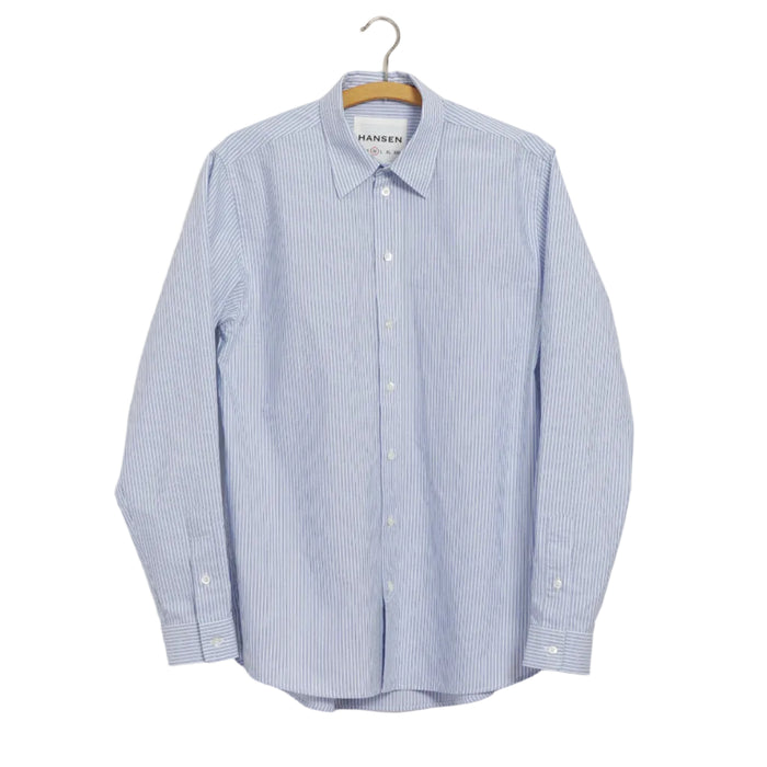 Henri, Classic Shirt, Blue Stripes-Skjorter-Hansen Garments-Motorious Copenhagen
