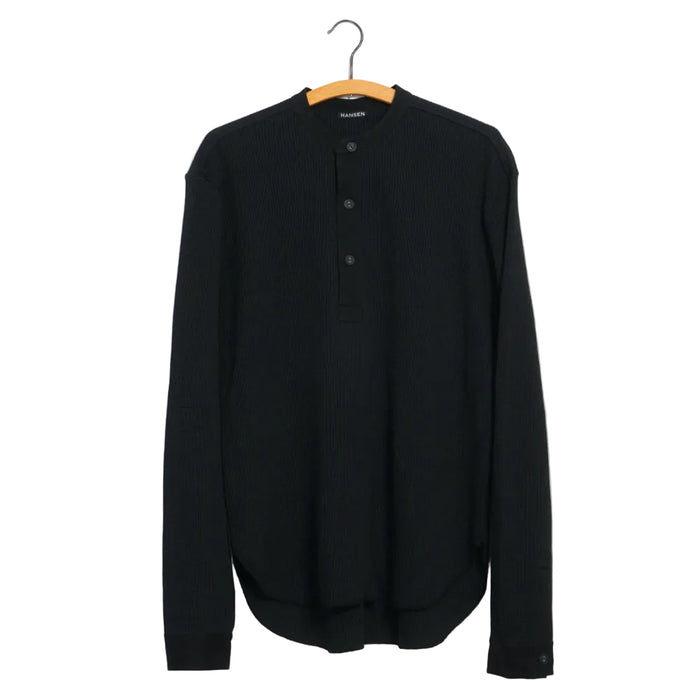Hermann, Long Sleeve Henley, Black-T-shirts-Hansen Garments-Motorious Copenhagen