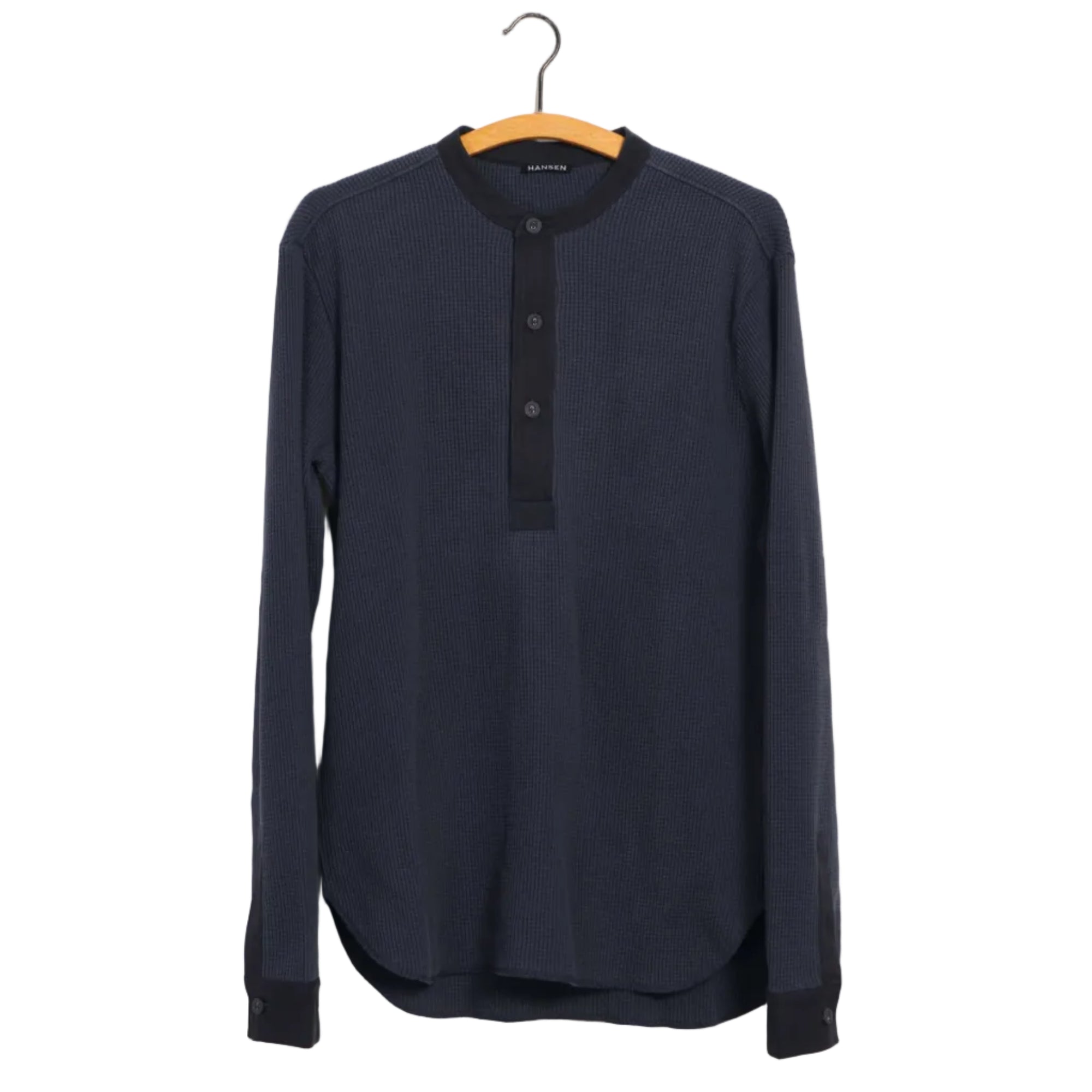 Hermann, Long Sleeve Henley, Blue Grey-T-shirts-Hansen Garments-Motorious Copenhagen
