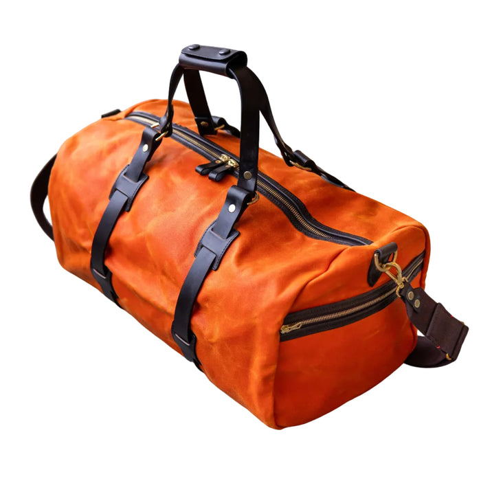 Holdall Duffle, Vintage Waxed Canvas, Orange-Tasker-Croots England-Motorious Copenhagen