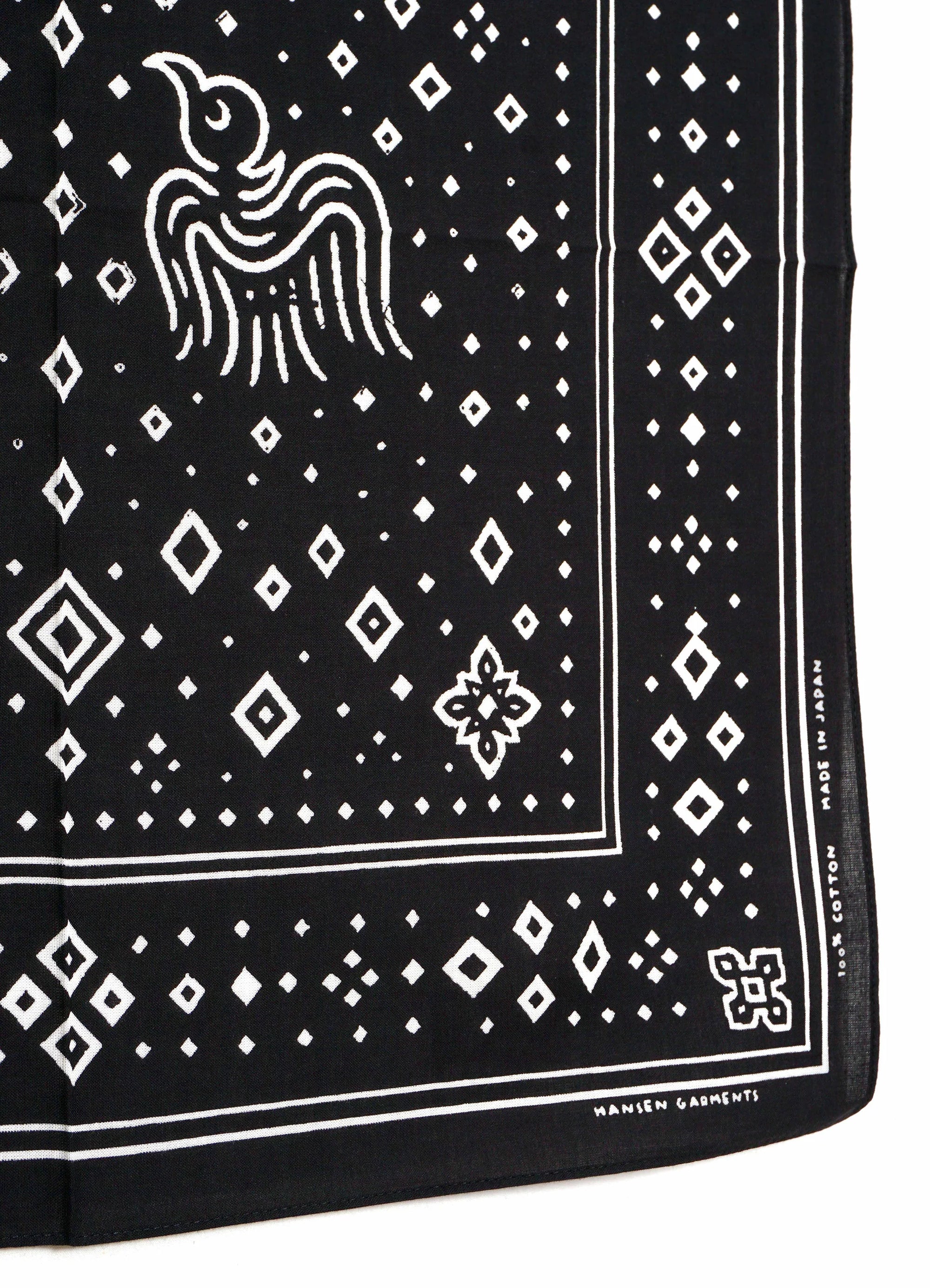 Hugin & Munin Bandana, Screen Print, Black-Halstørklæder-Hansen Garments-Motorious Copenhagen
