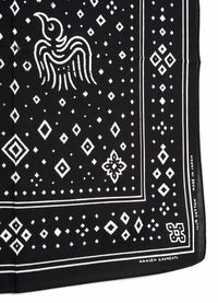 Hugin & Munin Bandana, Screen Print, Black-Halstørklæder-Hansen Garments-Motorious Copenhagen