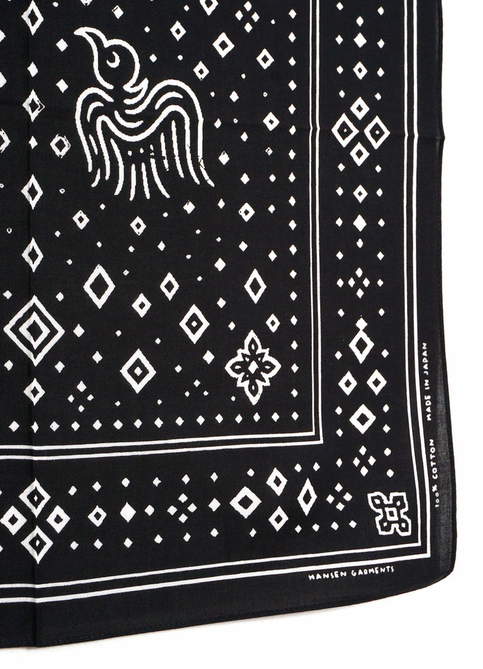 Hugin & Munin Bandana, Screen Print, Black-Halstørklæder-Hansen Garments-Motorious Copenhagen
