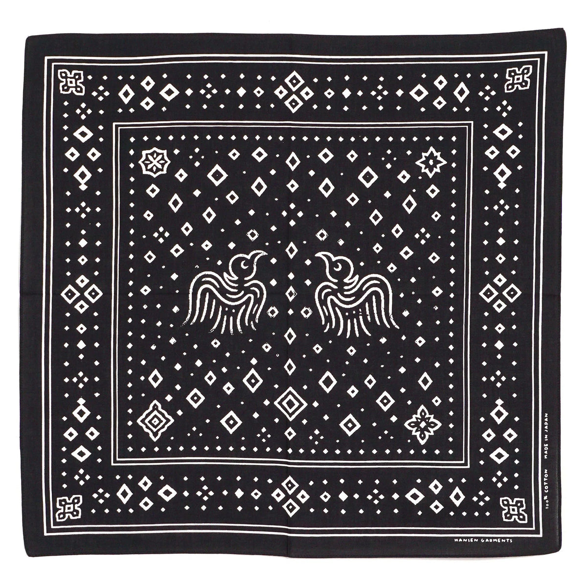 Hugin & Munin Bandana, Screen Print, Black-Halstørklæder-Hansen Garments-Motorious Copenhagen