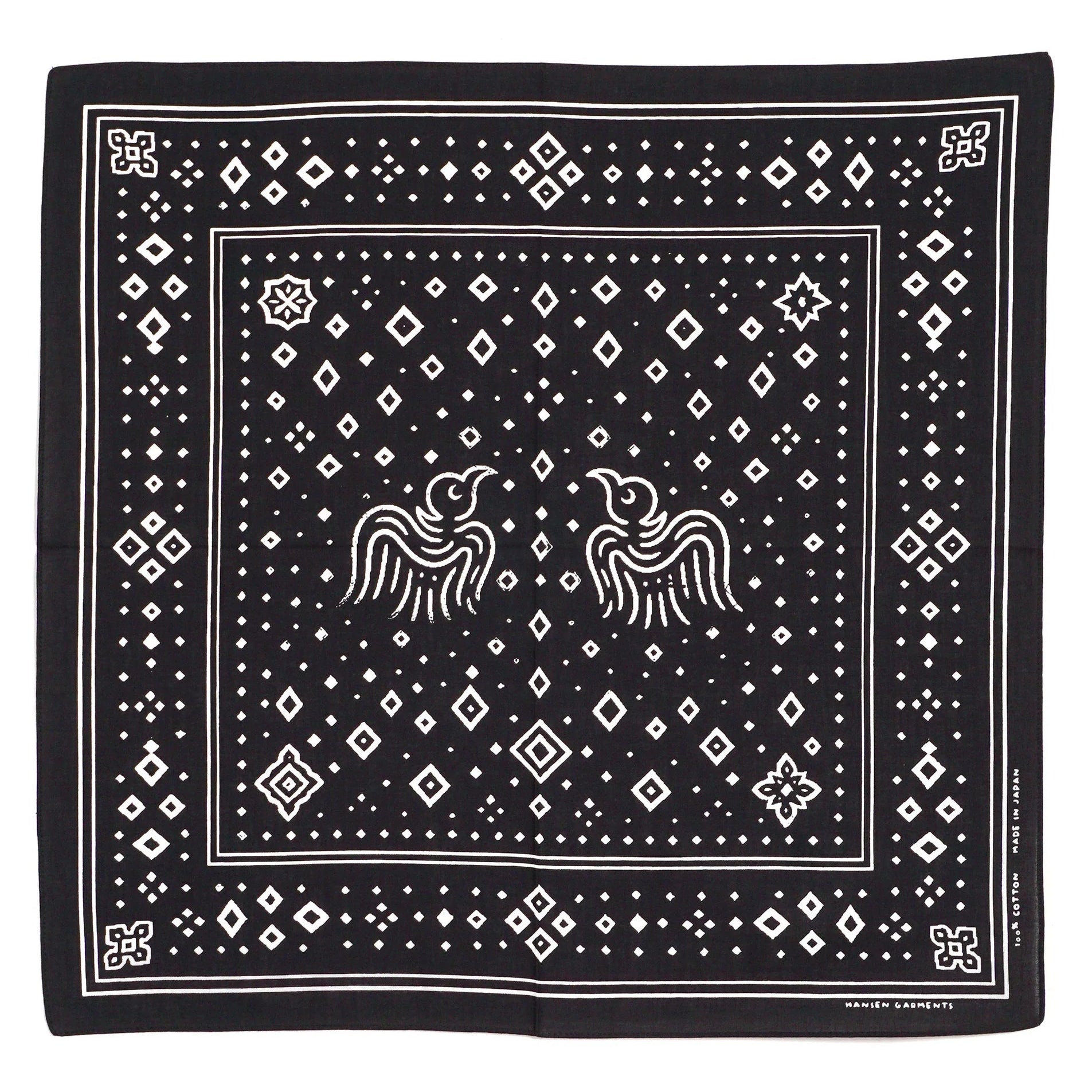 Hugin & Munin Bandana, Screen Print, Black-Halstørklæder-Hansen Garments-Motorious Copenhagen