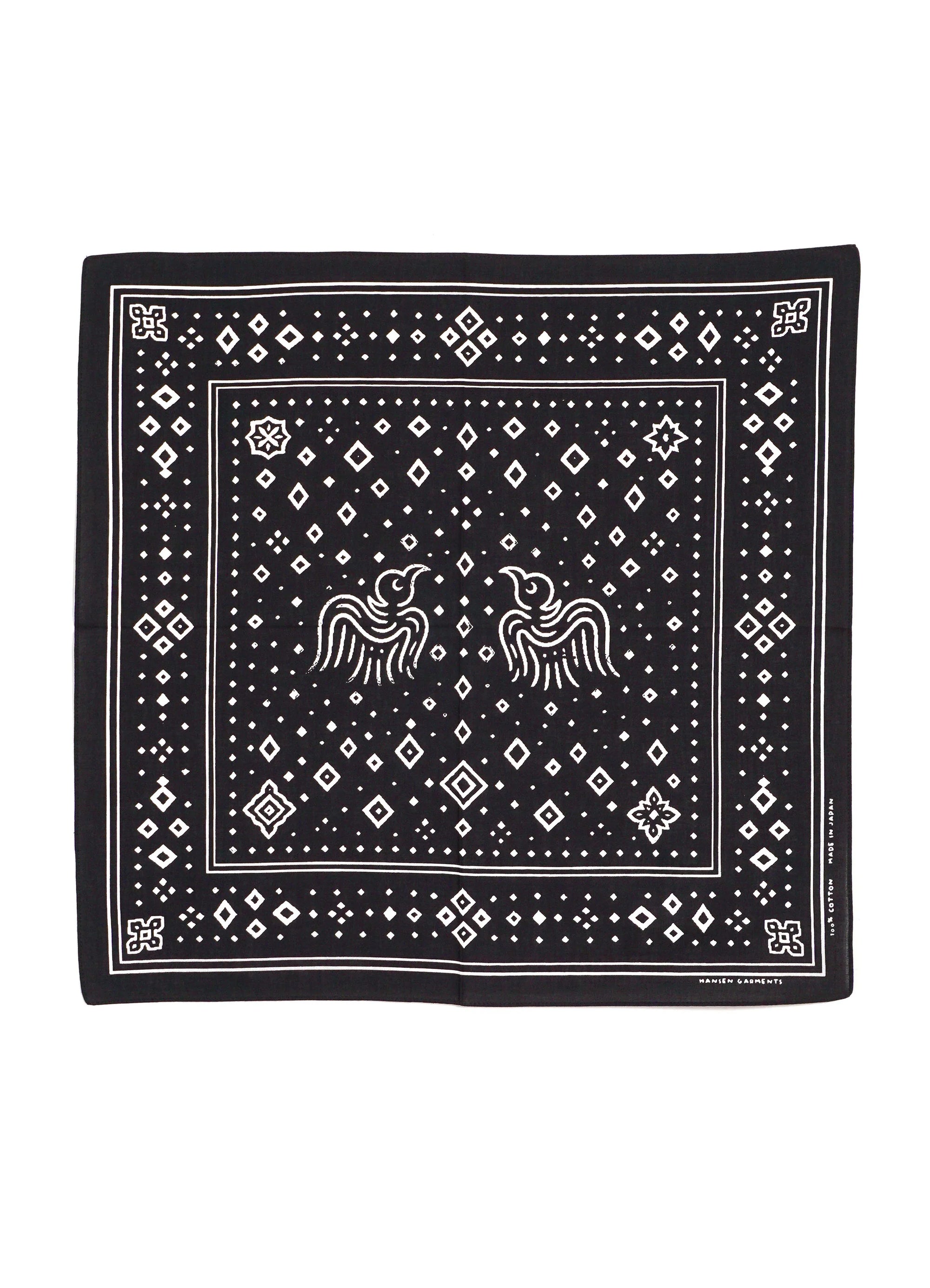 Hugin & Munin Bandana, Screen Print, Black-Halstørklæder-Hansen Garments-Motorious Copenhagen