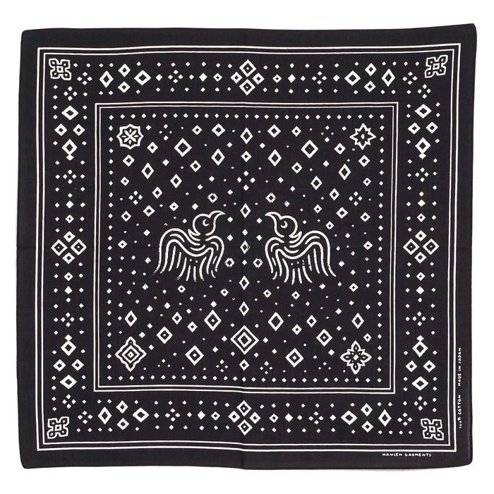 Hugin & Munin Bandana, Screen Print, Black-Halstørklæder-Hansen Garments-Motorious Copenhagen