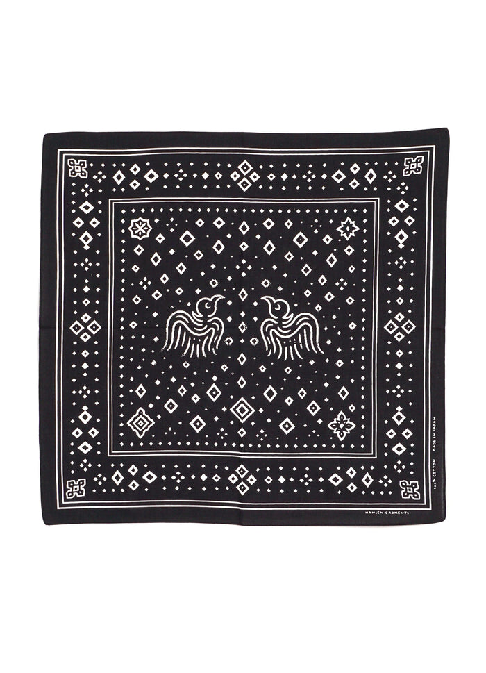 Hugin & Munin Bandana, Screen Print, Black-Halstørklæder-Hansen Garments-Motorious Copenhagen