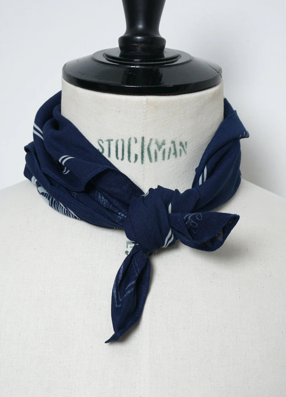 Indigoferra, Discharge Screen Print Bandana, Real Indigo-Halstørklæder-Hansen Garments-Motorious Copenhagen