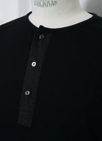 Jonas, Long Sleeve Henley, Black-T-shirts-Hansen Garments-Motorious Copenhagen