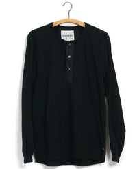 Jonas, Long Sleeve Henley, Black-T-shirts-Hansen Garments-Motorious Copenhagen