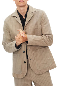 Josuf, Workwear Blazer, Beige Herringbone-Blazere-Hansen Garments-Motorious Copenhagen