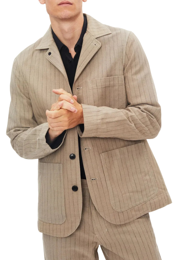 Josuf, Workwear Blazer, Beige Herringbone-Blazere-Hansen Garments-Motorious Copenhagen