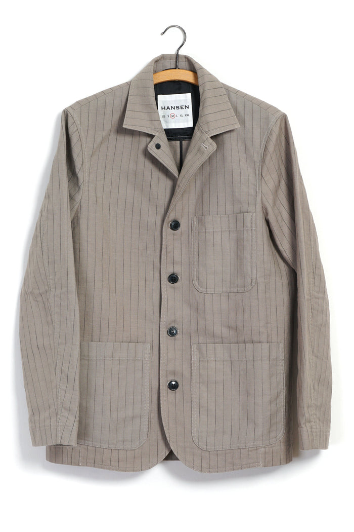 Josuf, Workwear Blazer, Beige Herringbone-Blazere-Hansen Garments-Motorious Copenhagen