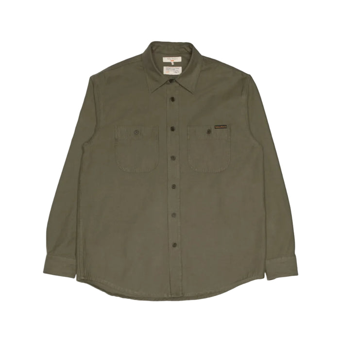 Julian Shirt, Back Sateen, Olive Green-Jakker-Nudie Jeans-Motorious Copenhagen