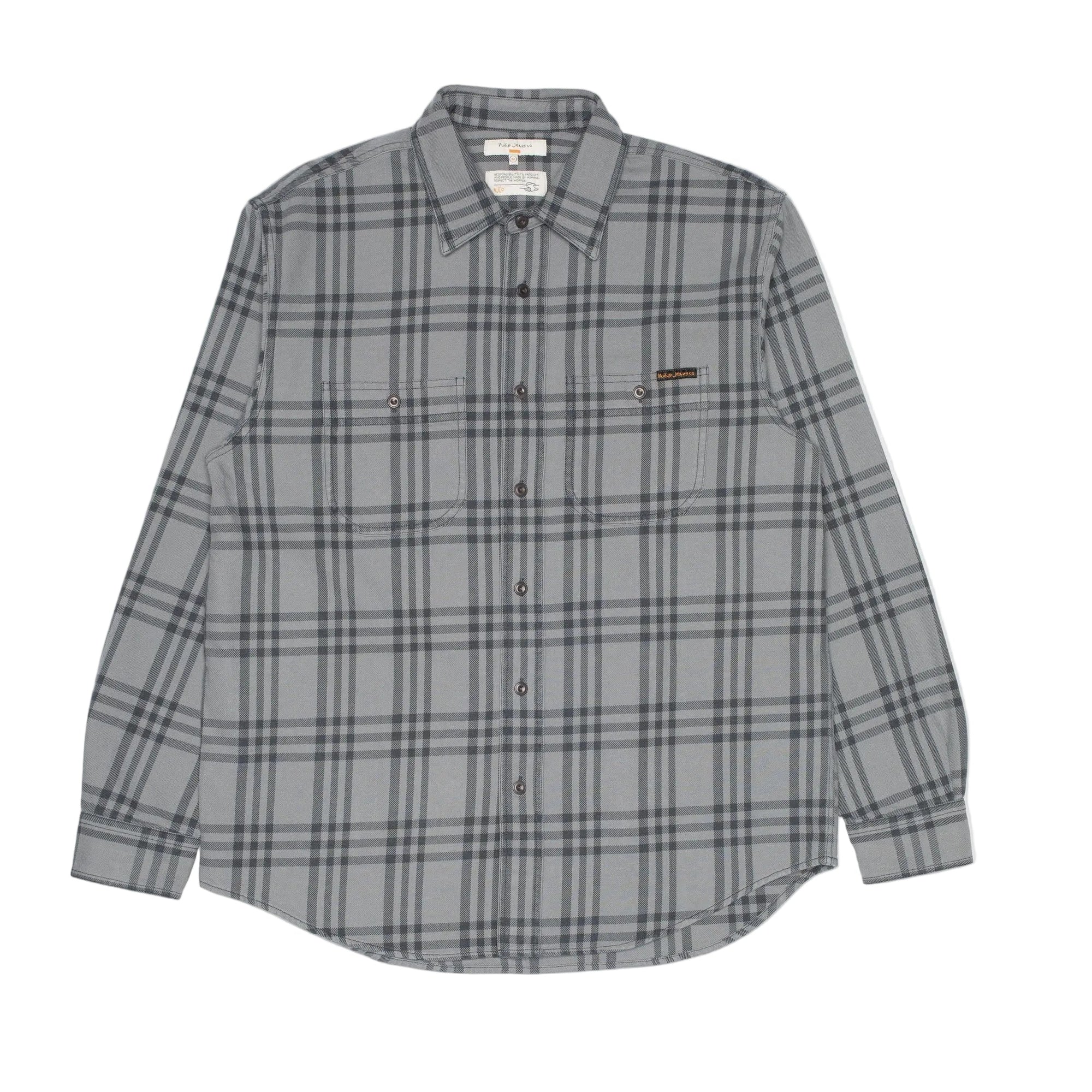 Julian Shirt, Check, Grey-Skjorter-Nudie Jeans-Motorious Copenhagen