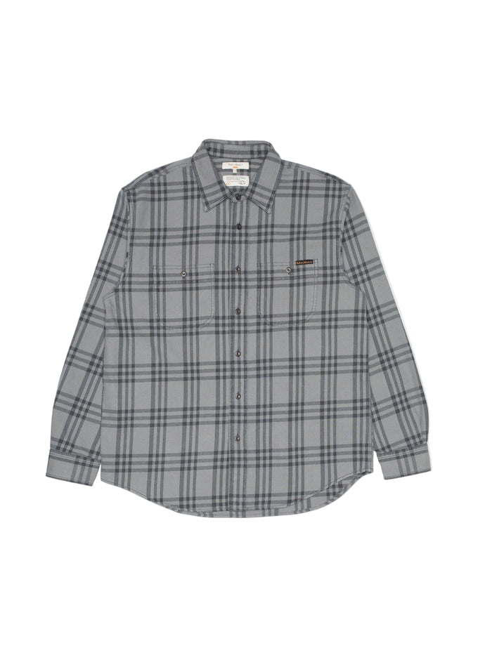 Julian Shirt, Check, Grey-Skjorter-Nudie Jeans-Motorious Copenhagen