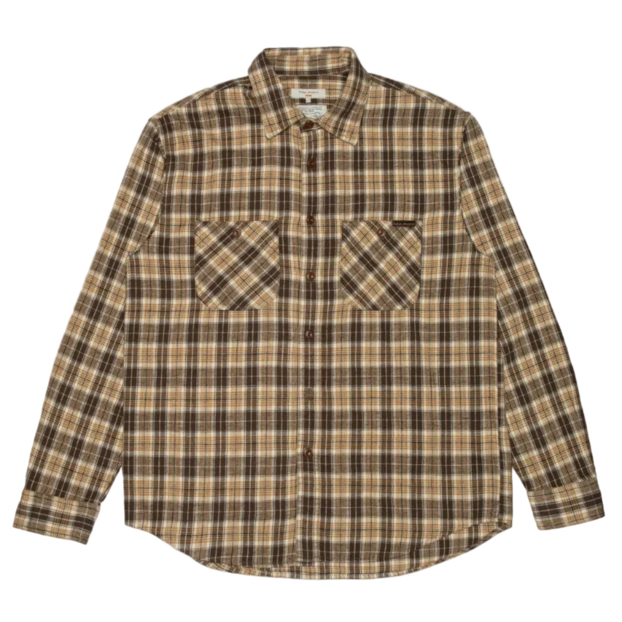 Julian Worker Shirt, Check Brown-Skjorter-Nudie Jeans-Motorious Copenhagen
