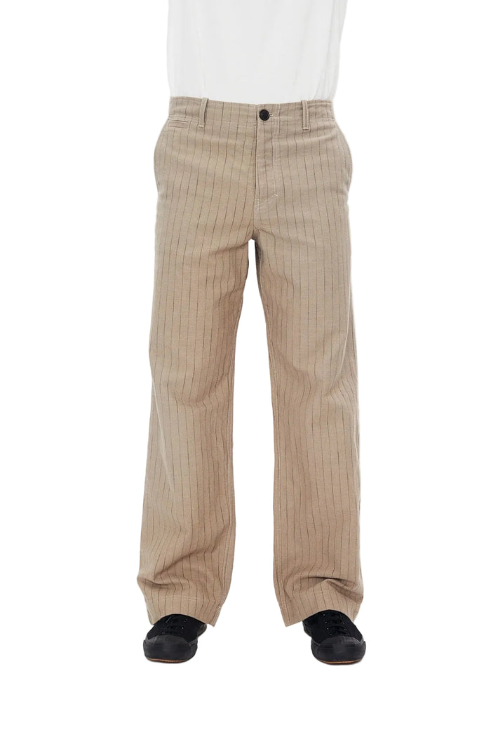 Keld, Straight Cut Trousers, Beige Herringbone-Bukser-Hansen Garments-Motorious Copenhagen
