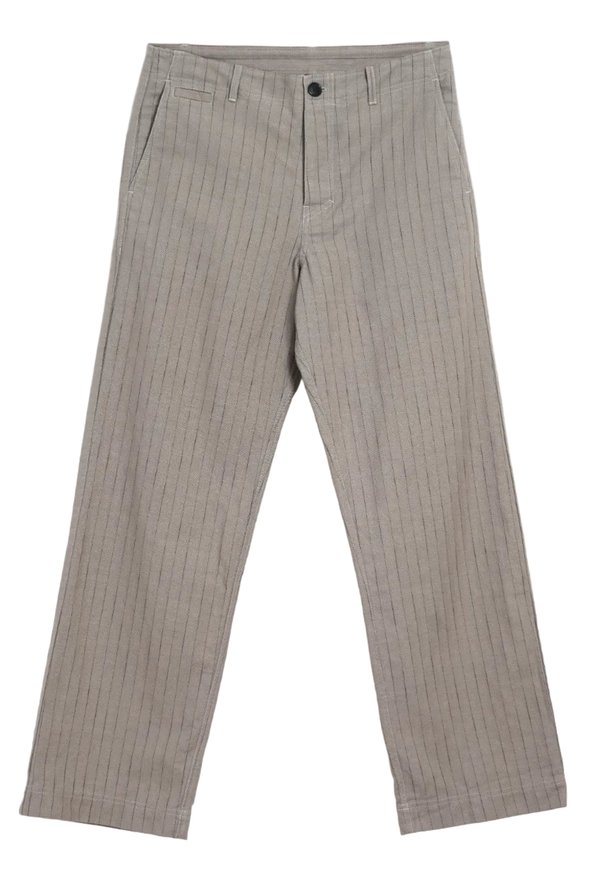 Keld, Straight Cut Trousers, Beige Herringbone-Bukser-Hansen Garments-Motorious Copenhagen
