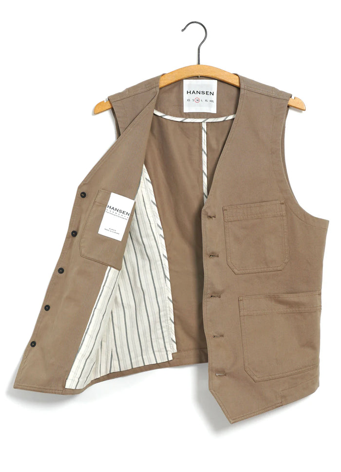 Knud, Workwear waistcoat, Beige-Veste-Hansen Garments-Motorious Copenhagen