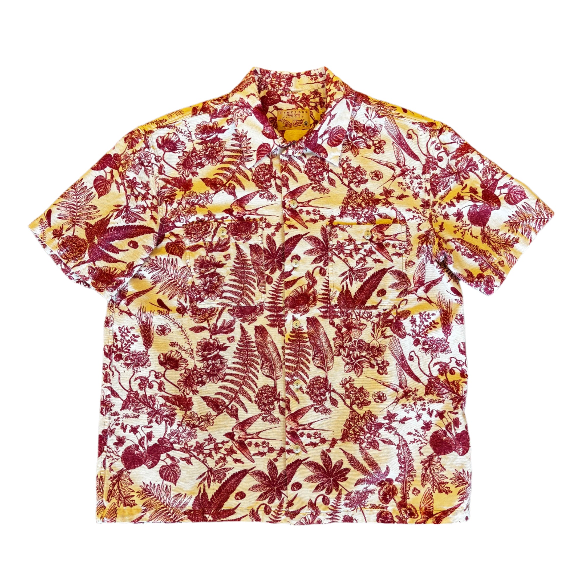 Light Canvas Shirt, Short Sleeve, Botanical print-Skjorter-Hen's Teeth-Motorious Copenhagen