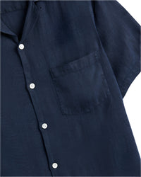 Linen Camp Collar Shirt, Navy-Skjorter-Portuguese Flannel-Motorious Copenhagen