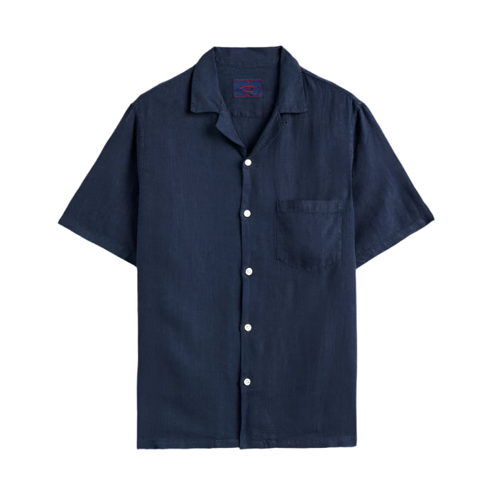 Linen Camp Collar Shirt, Navy-Skjorter-Portuguese Flannel-Motorious Copenhagen