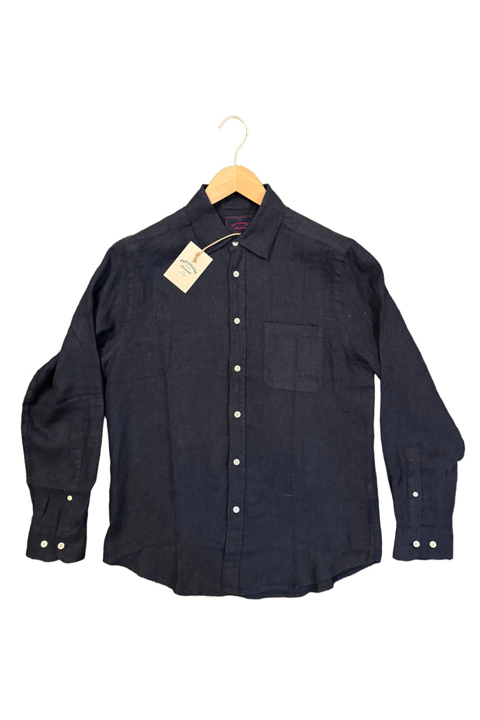 Linen Shirt, Navy-Skjorter-Portuguese Flannel-Motorious Copenhagen