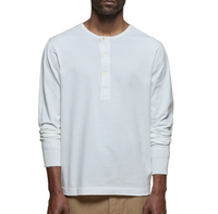 Long Sleeve Henley, Mid-Century Machine Refined Fit, White-T-shirts-Merz b. Schwanen-Motorious Copenhagen