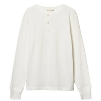 Long Sleeve Henley, Mid-Century Machine Refined Fit, White-T-shirts-Merz b. Schwanen-Motorious Copenhagen