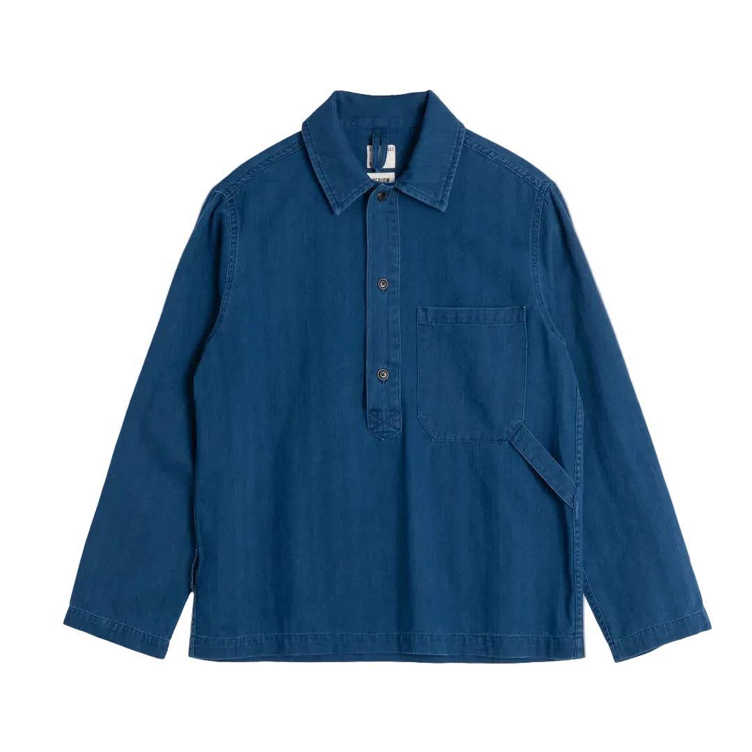 Fisherman Shirt, Herringbone Twill Denim, Blue