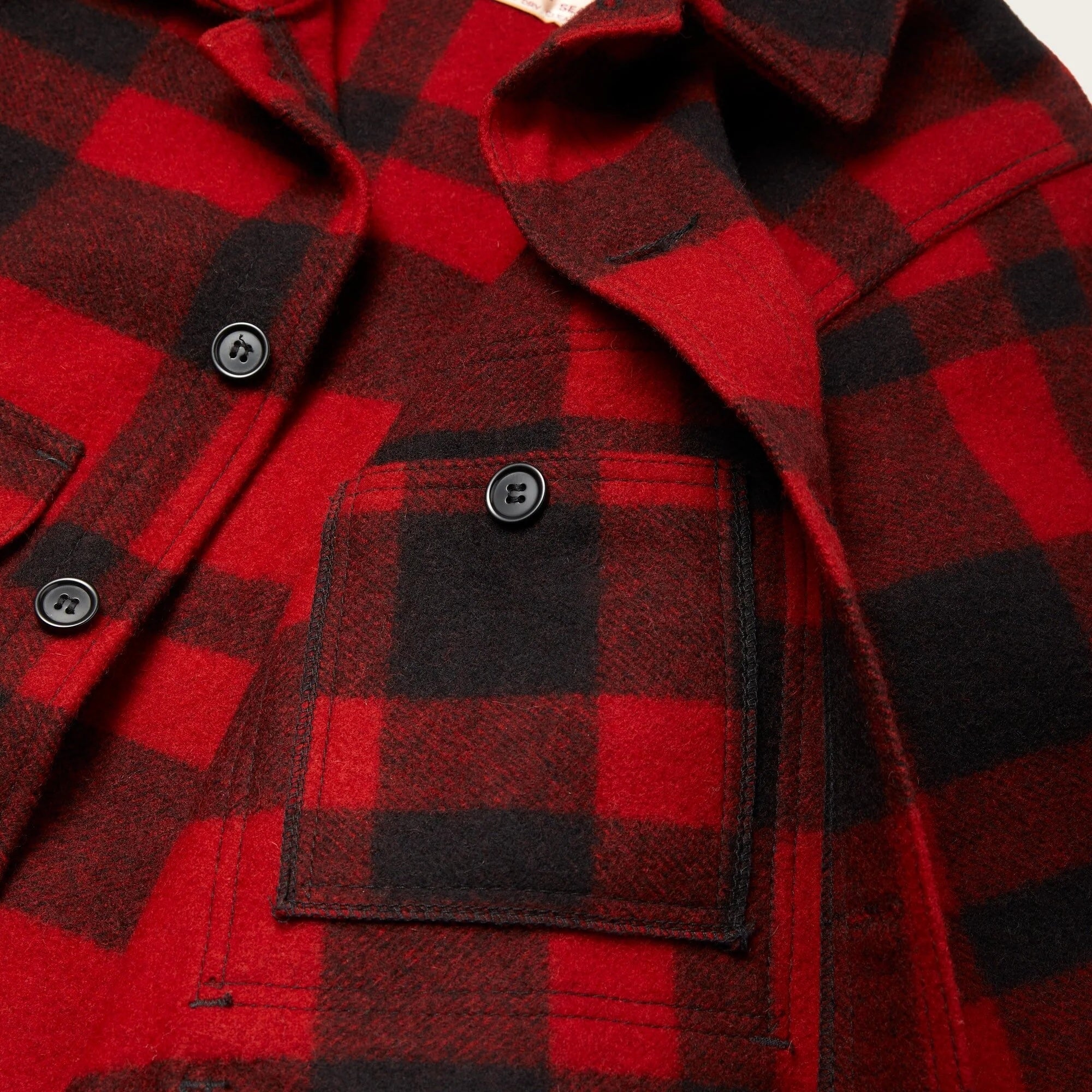 Mackinaw Wool Cruiser Jacket, Red/Black Plaid-Jakker-Filson 1897-Motorious Copenhagen