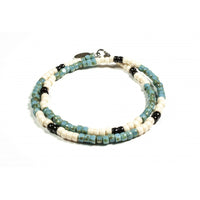 Matubo Double Bracelet, Picasso Turquoise, Black & Ivory-Ringe og Halskæder-Black Pearl Creations-Motorious Copenhagen