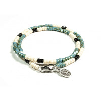 Matubo Double Bracelet, Picasso Turquoise, Black & Ivory-Ringe og Halskæder-Black Pearl Creations-Motorious Copenhagen