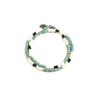 Matubo Double Bracelet, Picasso Turquoise, Black & Ivory-Ringe og Halskæder-Black Pearl Creations-Motorious Copenhagen