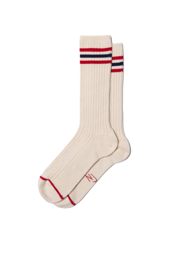 Men's Tennis Socks Retro, Offwhite/Red-Sokker-Nudie Jeans-Motorious Copenhagen