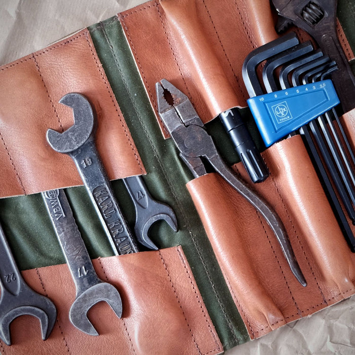 Motorcycle Toolroll, Waxed Cotton, Olive-Tasker-Kalos and Sons-Motorious Copenhagen