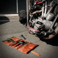 Motorcycle Toolroll, Waxed Cotton, Olive-Tasker-Kalos and Sons-Motorious Copenhagen