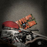 Motorcycle Toolroll, Waxed Cotton, Olive-Tasker-Kalos and Sons-Motorious Copenhagen