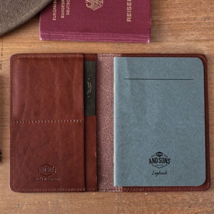 Notebook/Passport Case, Leather, A6, with notebook, Cognac-Tasker-Kalos and Sons-Motorious Copenhagen