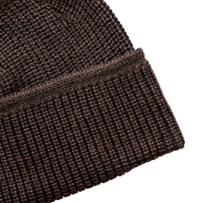 O'Riley Beanie, Rib Knit, 100% Merino Wool, Brown Melange-Huer og Beanies-IndigoFera-Motorious Copenhagen