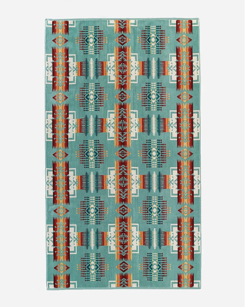 Oversized Jacquard Spa Towel, Chief Joseph Aqua-Håndklæder-Pendleton-Motorious Copenhagen
