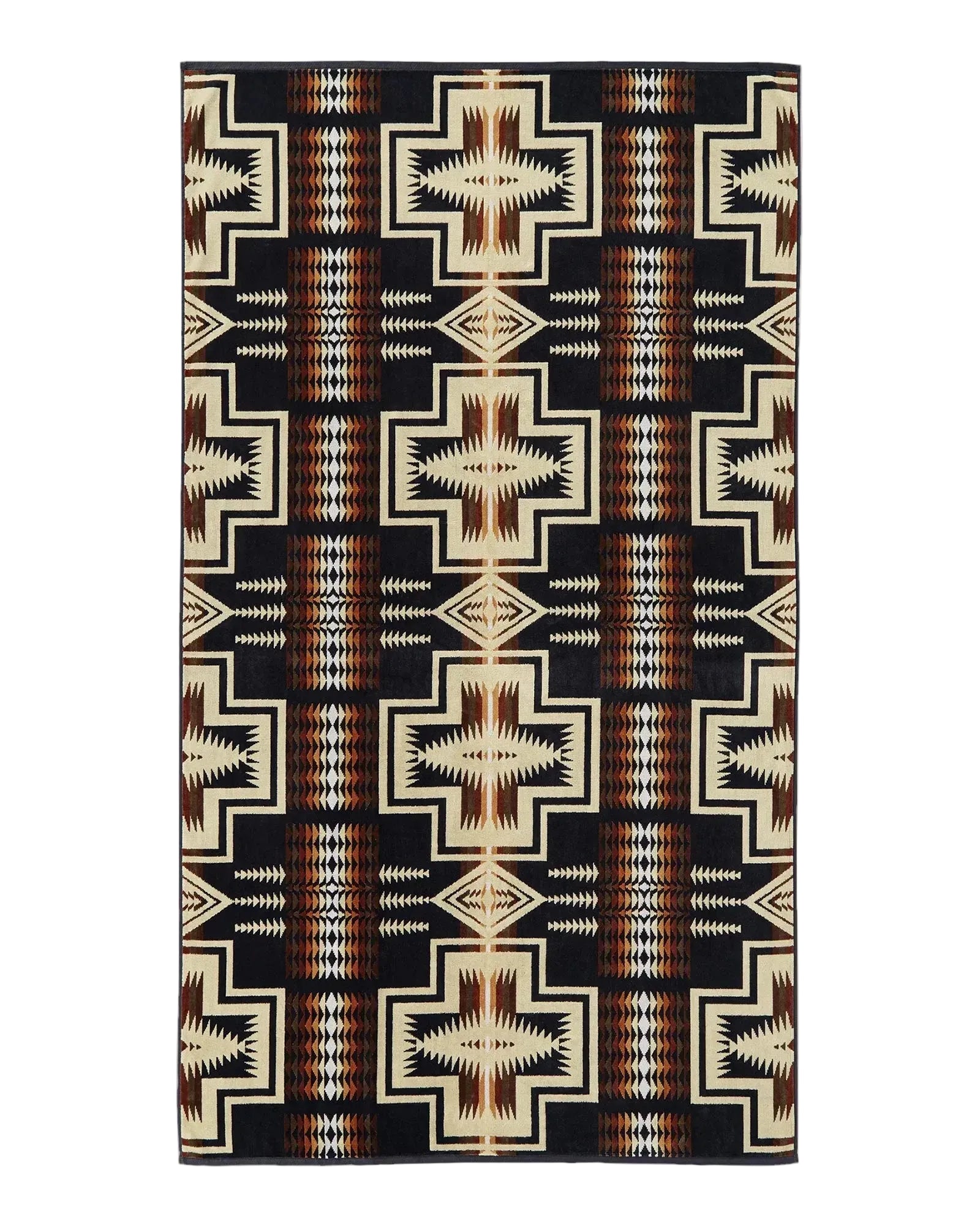 Oversized Jacquard Spa Towel, Harding Oxford, Black-Håndklæder-Pendleton-Motorious Copenhagen