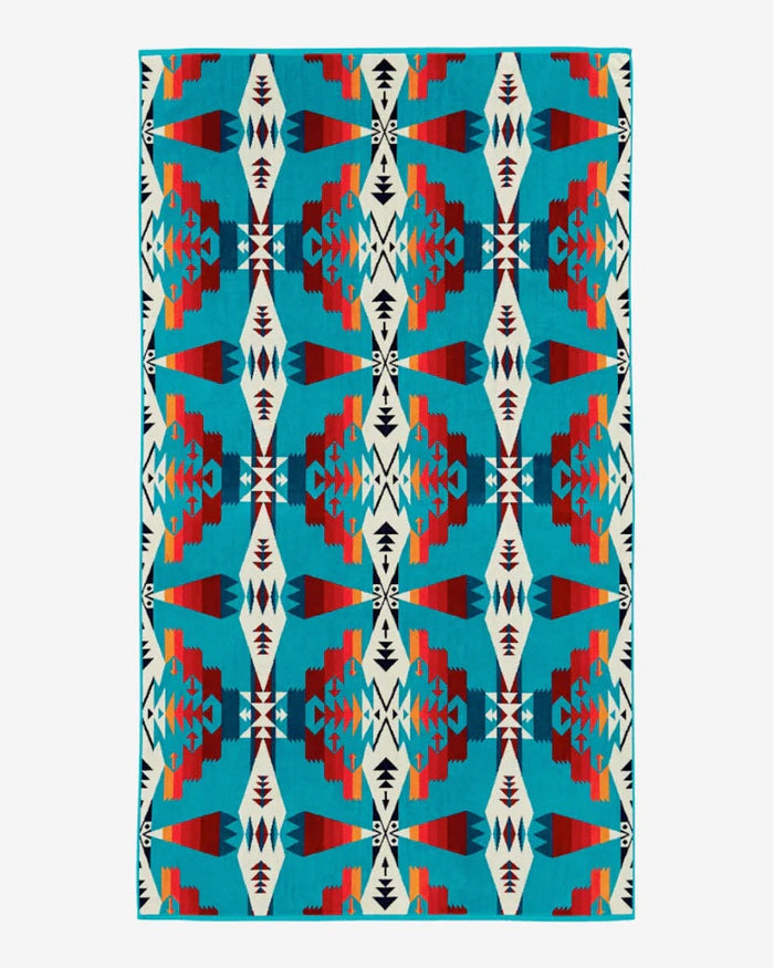 Oversized Jacquard Spa Towel, Tucson Turquosie-Håndklæder-Pendleton-Motorious Copenhagen