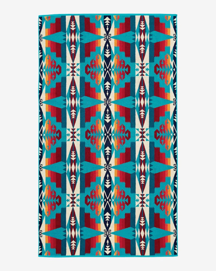 Oversized Jacquard Spa Towel, Tucson Turquosie-Håndklæder-Pendleton-Motorious Copenhagen