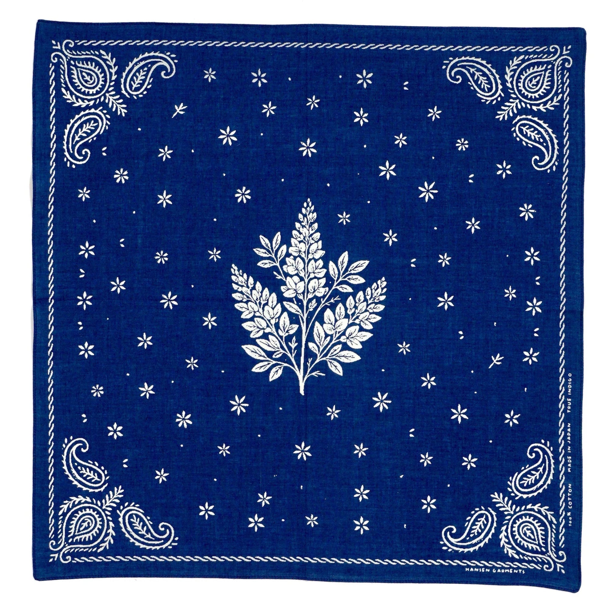 Parsleyfera Bandana, Screen Print, Indigo-Halstørklæder-Hansen Garments-Motorious Copenhagen