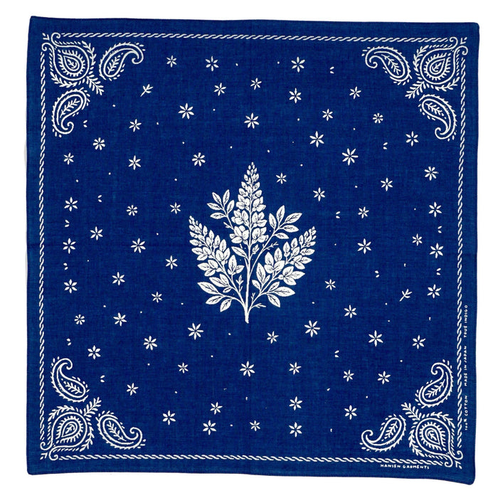 Parsleyfera Bandana, Screen Print, Indigo-Halstørklæder-Hansen Garments-Motorious Copenhagen